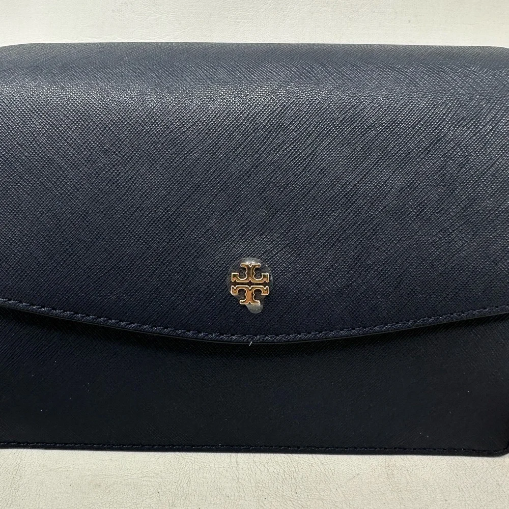 Tory Burch Leather Emerson Shoulder Bag, OS - Navy - Picture 6 of 13
